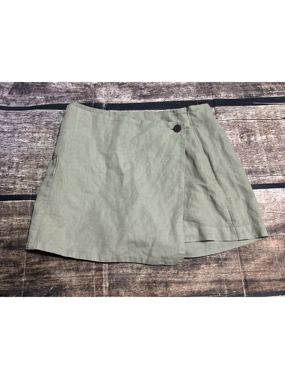 Zara Mini Skirt Womens XS Linen Blend Green